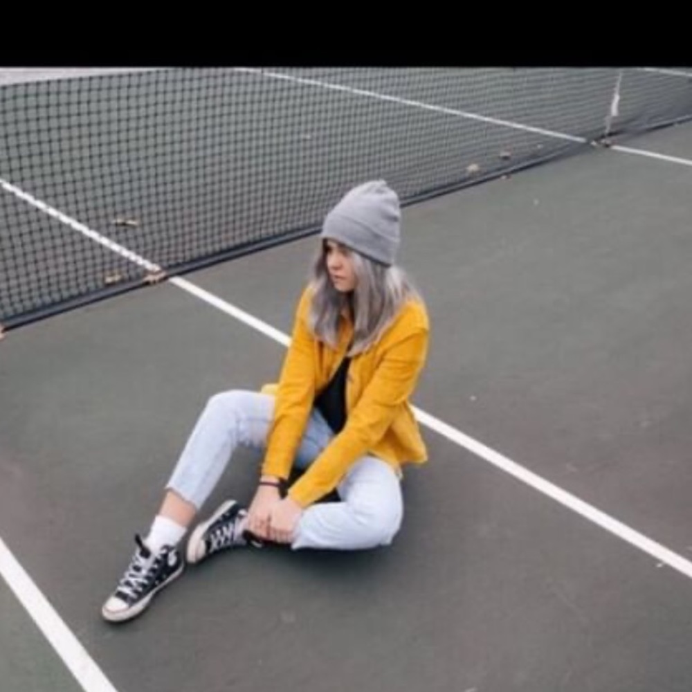 Yellow Kendall and Kylie leather jacket